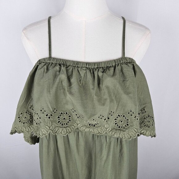 NEW Old Navy Cold Shoulder Maxi Swing Dress Medium Olive - Picture 3 of 11